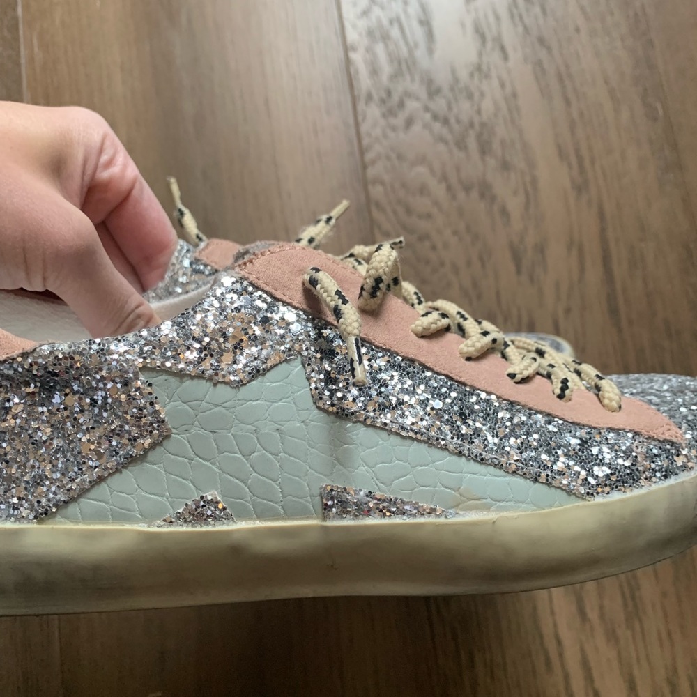 ShuShop Allover silver glitter star sneakers 8.5 - Picture 4 of 6